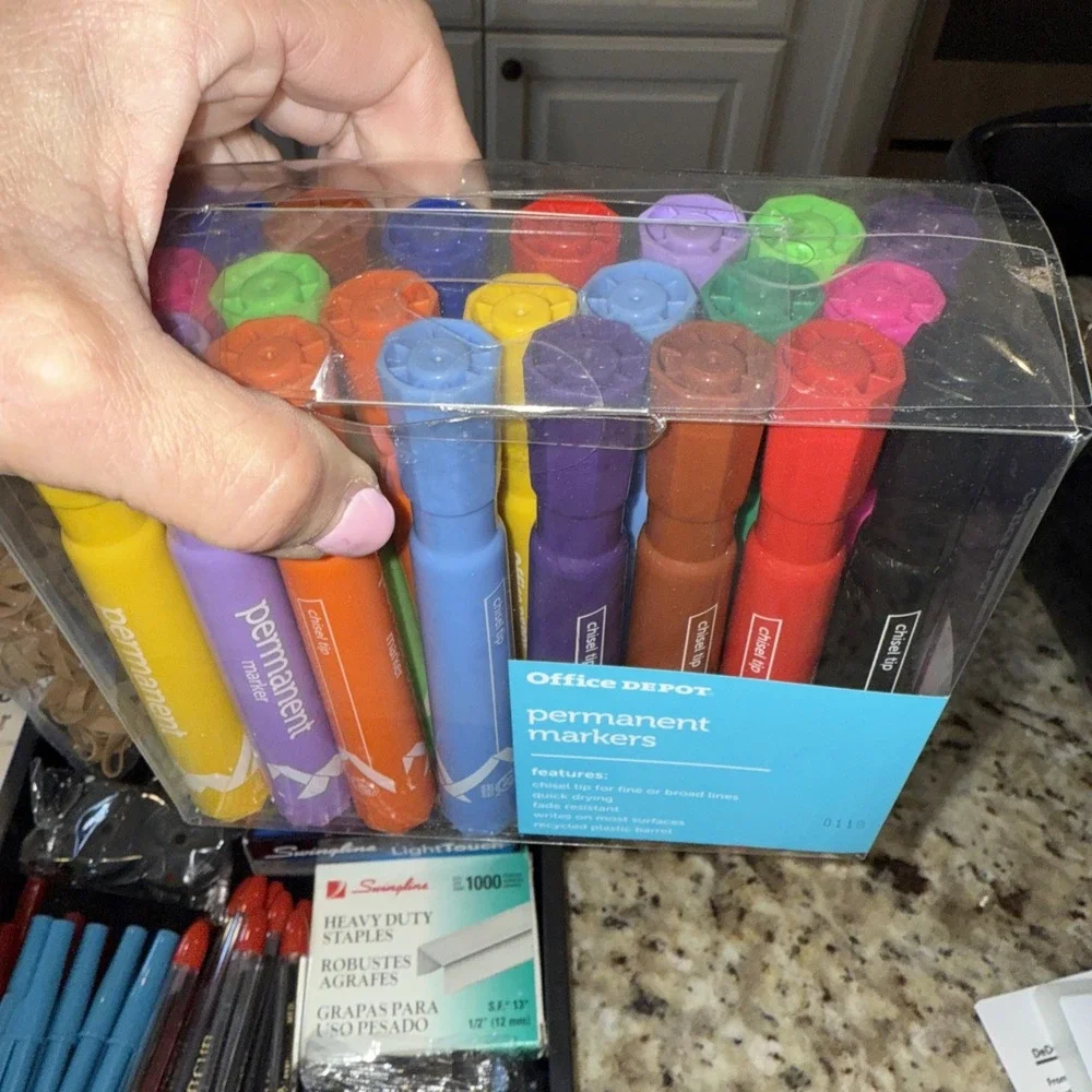 Assorted Office SuppliesPens Markers Adding Machine Tape Staples-heavy Duty 4636